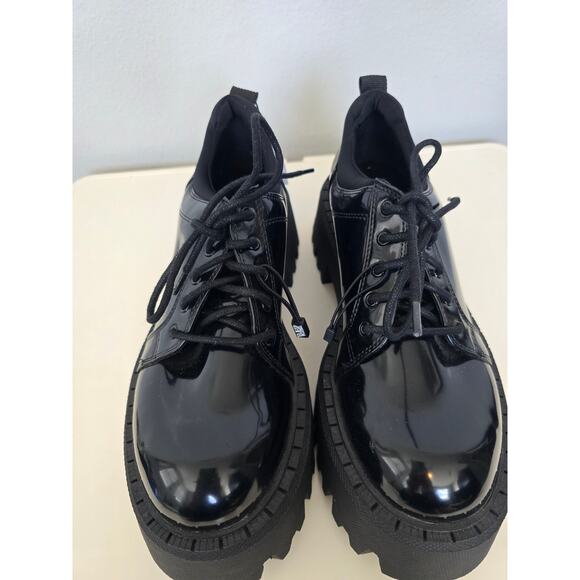 NOT FOR SALE ZARA Loafer Oxford Platform Wedge Blucher NWT Black Patent Size 9 - Picture 10 of 10